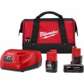 Milwaukee M12 RedLithium CP 2.0Ah and XC 4.0Ah Battery and Charger Starter Kit, Model# 48-59-2424P